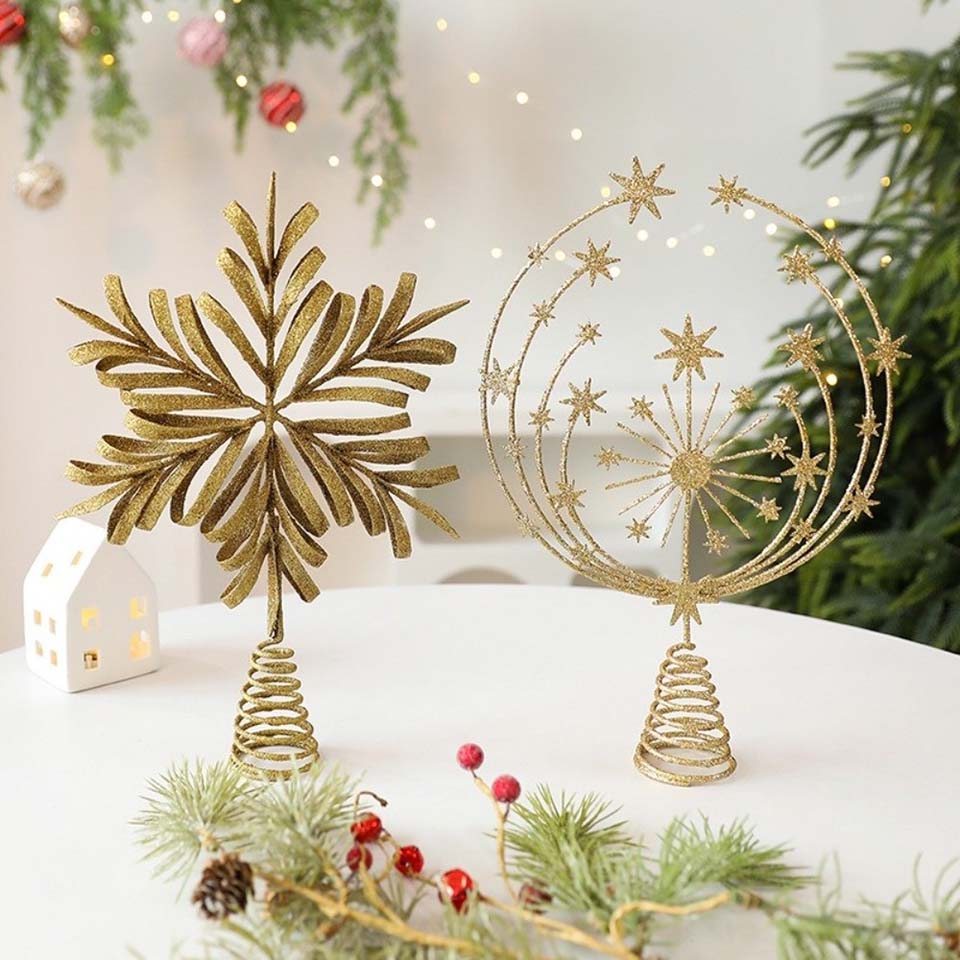 Star Tree Topper - Sterrenkerstboomtopper Holle Kerstdecoratie Glitter Kerstboomdecoratie IJzeren