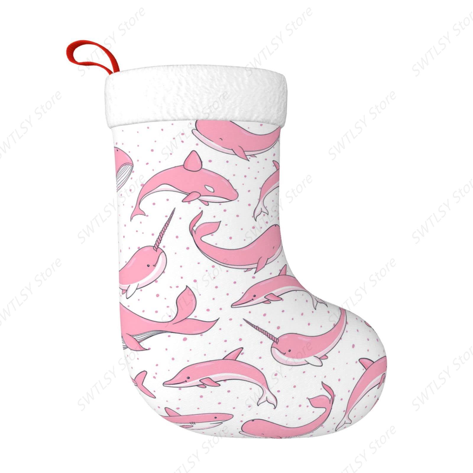 Christmas Stocking Hanging - Kerst Roze Walvissen Kerstvakantie Kousen Open