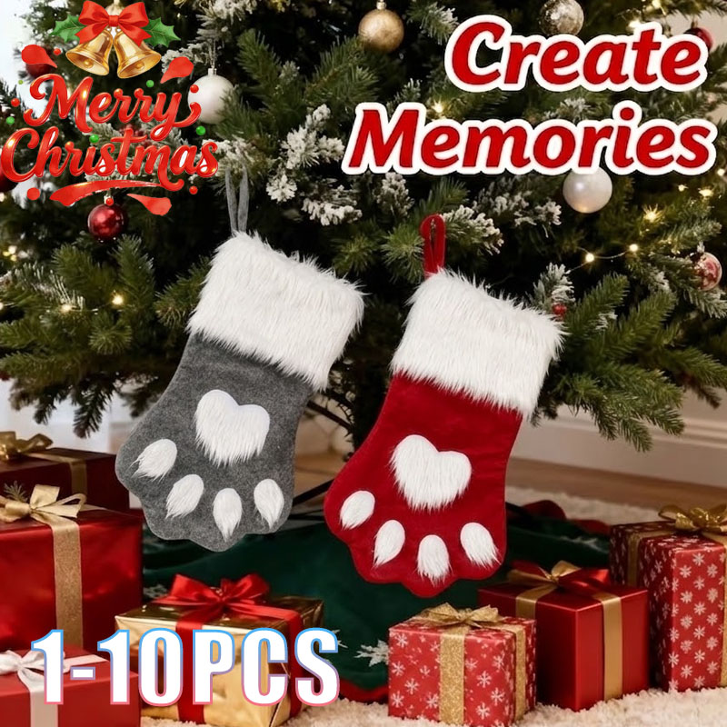 Christmas Stocking Hanging - 1-10 STUKS Kerst-pootjeskousen Rood Grijs Onregelmatige
