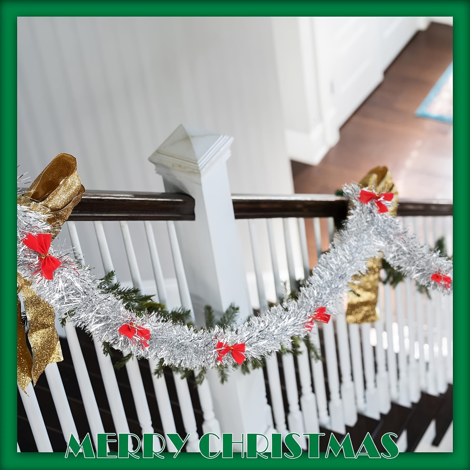 Kersttinsel-garland met rode s - Tinsel Garland Decoration recensie en prijs