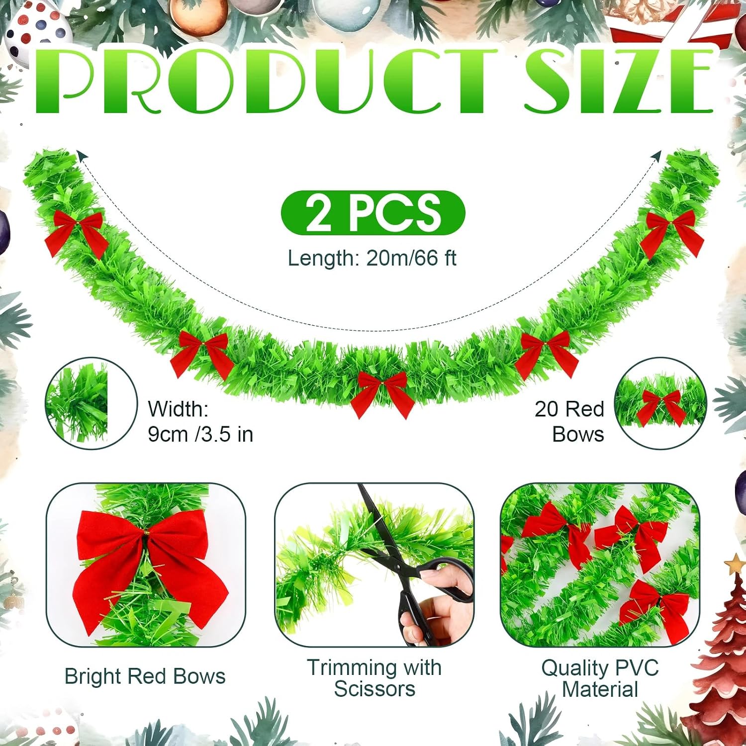 Kerstlichtgroene tinsel-guirla - Tinsel Garland Decoration recensie en prijs